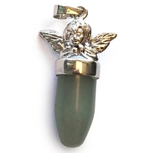 Aventurine Crystal Angel Cherub Necklace‎